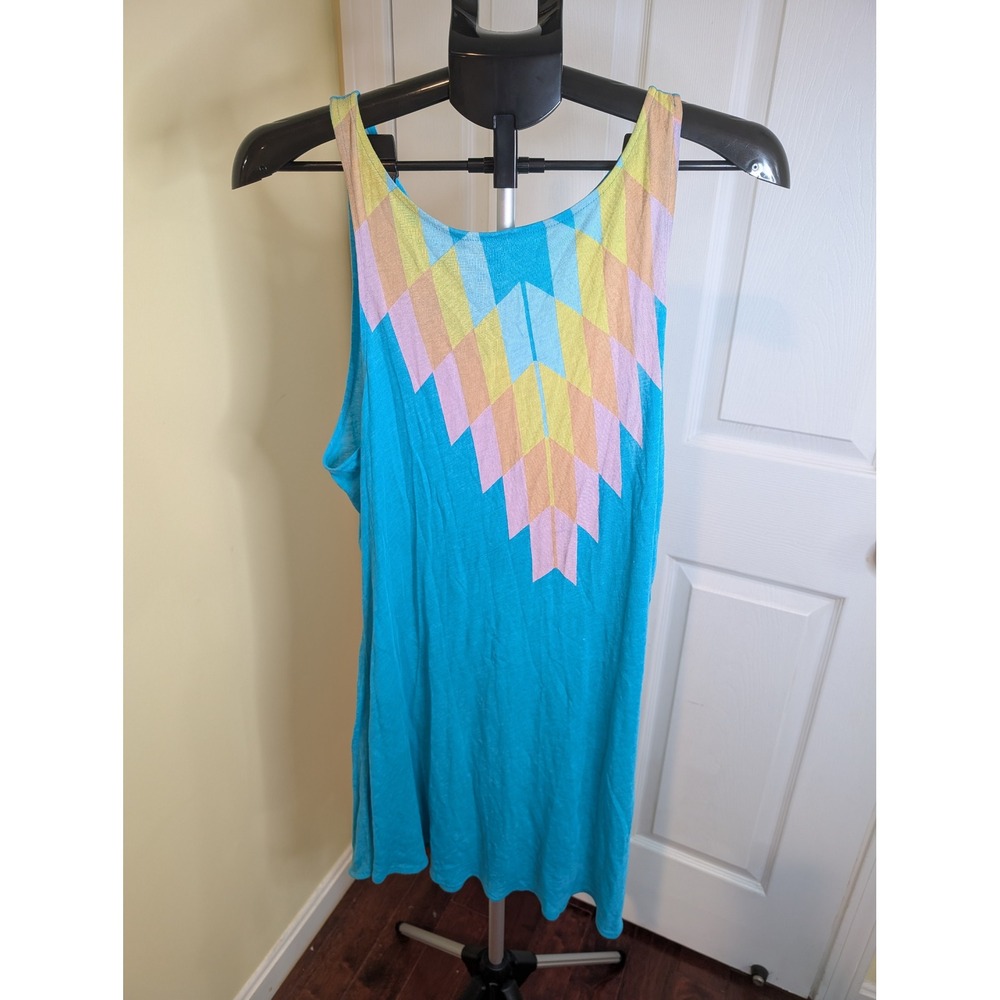 Wildfox Cassidy Sea Tank‎ Dress Blue Geometric Chevron Boho Sleeveless - Size M